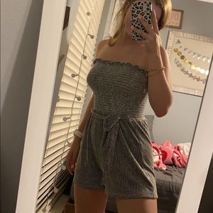 cute black and white striped romper